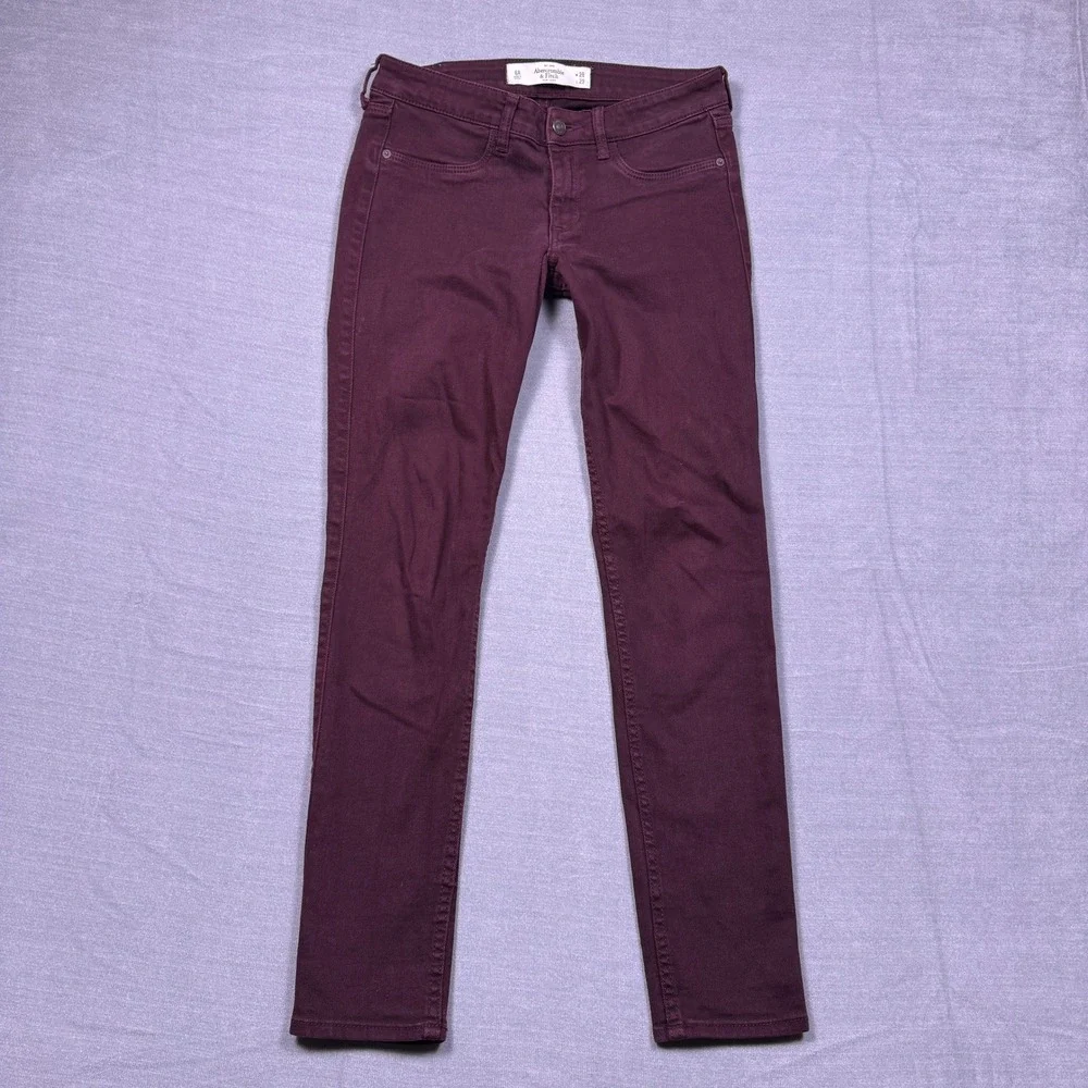 Abercrombie Fitch Purple Maroon Skinny Jeans Women's Size 6R Waist 28 Length 29 - Picture 1 of 11
